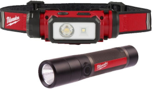 Набор аккумуляторных фонарей Milwaukee L4 FMHL2LED-302 с USB-кабелем 2х3,0 Ач с АКБ и ЗУ