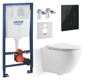 Комплект инсталляции Grohe унитаз Imprese Tornado + кнопка смыва, черный глянцевый