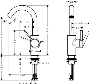 Смеситель для раковины Hansgrohe Zesis S 74740000, хром