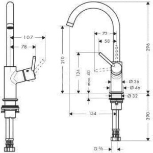 Смеситель для раковины Hansgrohe Talis S2 32080000, хром