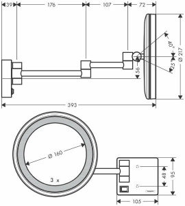 Косметическое зеркало с подсветкой AddStoris Hansgrohe 41790700, матовый белый