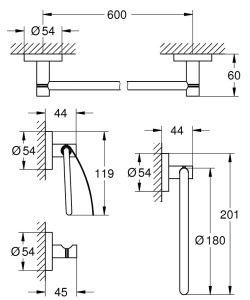 Набор аксессуаров 4 в 1 Grohe Essentials 40776001, хром