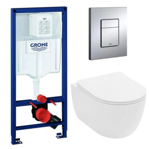 Комплект инсталляции Grohe унитаз Imprese Jess Tornado + кнопкf смыва, хром