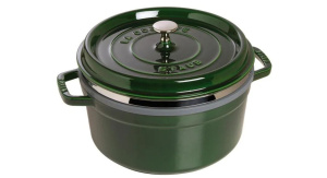 Чугунная круглая кастрюля Staub 26 см, базиликовая с паровой вставкой ST1133885