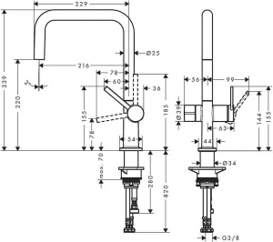 Смеситель для кухни Hansgrohe Talis M54 72807670 черный