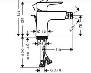 Смеситель для биде Hansgrohe Talis E 71720990, золотой