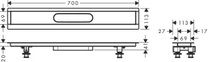 Душевой слив 70см Hansgrohe Raindrain Allround Complete 56186800, шлифованная нержавеющая сталь
