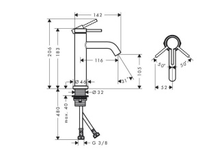 Смеситель для раковины Hansgrohe Tecturis S 73302670, черный матовый