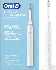 Электрическая звуковая зубная щётка Oral-B Pulsonic Slim Clean 2000 White, с зарядной станцией