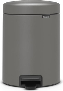 Мусорное ведро с педалью Brabantia NewIcon 126284, 5 л, минерально-серое (бетон)