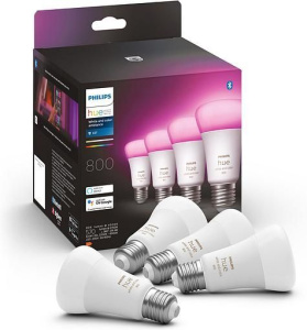 Комплект из 4 умных ламп Philips Hue White and Color E27 A60 800Лм 929002489604