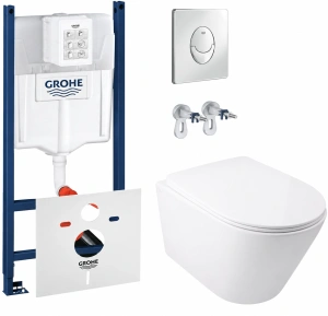 Комплект инсталляции Grohe унитаз Imprese Bilovec Tornado + кнопка смыва, белый