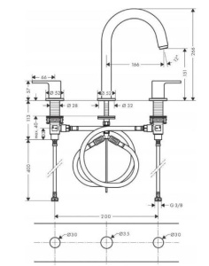 Смеситель для раковины Hansgrohe Vernis Shape 3-х отверстий 71563000, хром