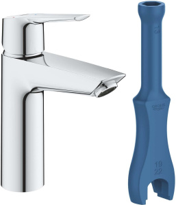Смеситель для раковины Grohe QuickFix Start с инструментом, размер M, экономичный, сливной клапан 23746002