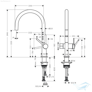 Смеситель для кухни Hansgrohe Talis M54 72805800 Нержавеющая сталь
