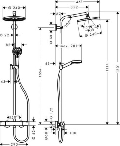 Душевая система с термостатом Hansgrohe Crometta S 240 27267000, хром