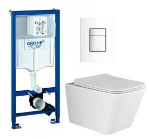Комплект инсталляции Grohe с унитазом Imprese Alba Tornado и кнопкой смыва, кнопка белый