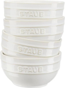 Набор из 4 круглых мисок Staub 12 см слоновая кость