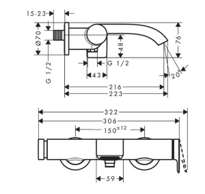 Смеситель для ванны Hansgrohe Vivenis 75423340, черный