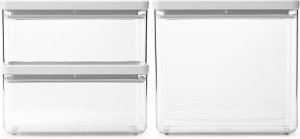 Набор прямоугольных контейнеров для хранения Brabantia Tasty+ 230806, 2 × 1,5 л + 3,5 л, 3 предмета, светло-серый