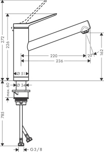 Смеситель для кухни Hansgrohe Zesis M33 Однорычажный 160 74805000, хром