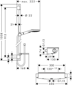 Душевой комплект Hansgrohe Croma Select E Vario Combi 0,65м 27081400, белый/хром