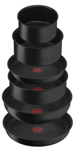 Набор посуды Tefal Ingenio Black Stone L3998702 24/28см 7 предметов вок 28см сотейник 24см ковши 16/18см со съемной ручкой