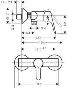 Смеситель для душа Hansgrohe Tica 14609000, хром