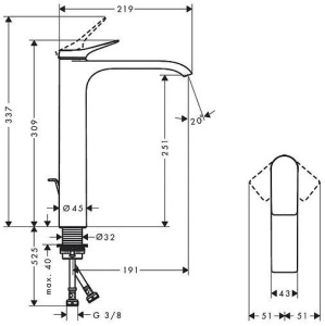 Смеситель для раковины Hansgrohe Vivenis 250 Coolstart 75044670 Черный Матовый