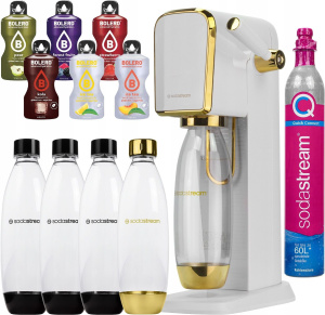 Сатуратор SodaStream Art, 4 бутылки + саше, белый/золотой