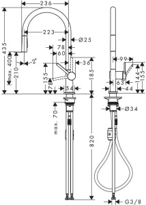 Смеситель для кухни Hansgrohe Talis М54 72800670, черный