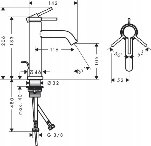Смеситель для раковины Hansgrohe Tecturis S 110 73310140, матовая бронза