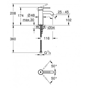 Смеситель для раковины Grohe Essence S 24172AL1, матовый графит