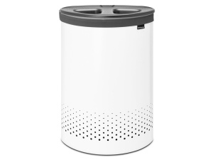 Корзина для белья Brabantia 304866, 35 л, белая, с серой пластиковой крышкой
