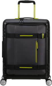 Чемодан American Tourister Hello Cabin EXP Coated, чёрно-лаймовый