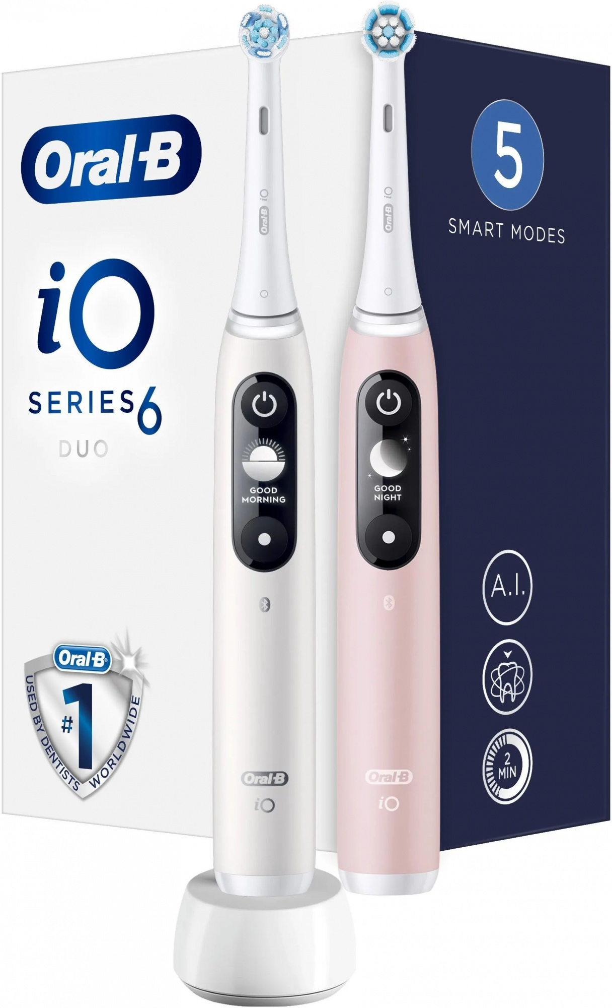 Набор электрических щеток Oral-B iO 6 Duo белая, розовая