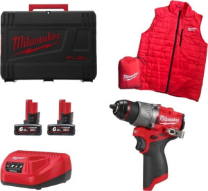 Комплект Milwaukee M12 FPD2MC-602X и куртка 4933499463 2х6,0 Ач в кейсе HD Box с АКБ и ЗУ