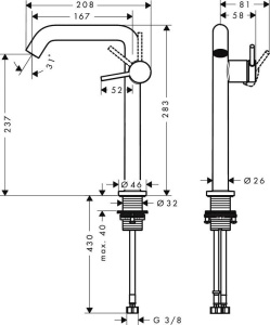Смеситель для раковины Hansgrohe Tecturis S 240 Фини Coolstart Push-Open Черный Матовый 73370670