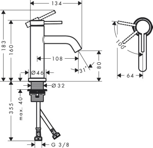 Смеситель для раковины Hansgrohe Tecturis S 80 73301670, матовый черный