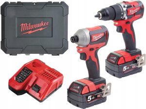 Набор аккумуляторных инструментов Milwaukee M18 CBLPP2B-502C M18 CBLDD + M18 CBLID 4933464718 2х5,0 Ач в кейсе с АКБ и ЗУ