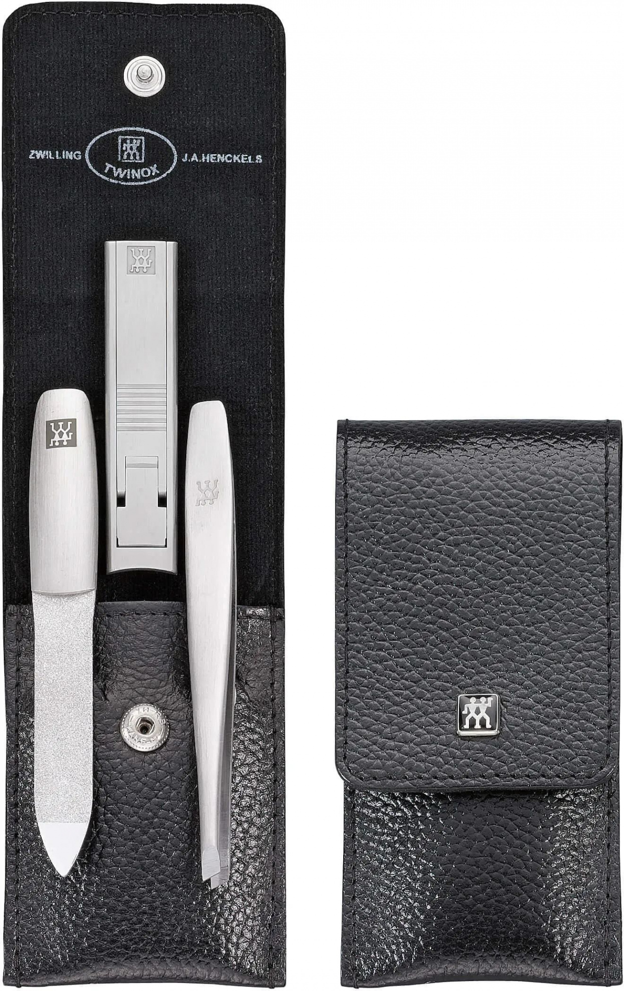 Маникюрный набор из 3 предметов с чехлом из кожи Zwilling Twinox 971190040 черный