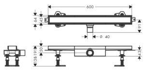 Внешний сливной элемент Hansgrohe Raindrain Compact 600mm 56163000