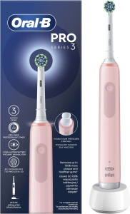 Электрическая зубная щётка Oral-B Pro Series 3 CrossAction Pink, с зарядной станцией