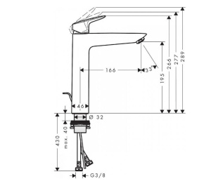 Смеситель для раковины Hansgrohe 190 71095000, хром