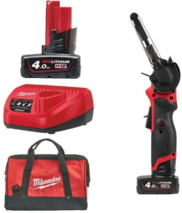Аккумуляторный ленточный напильник Milwaukee M12 FBFL10-402B 4933480959 2х4,0 Ач в сумке с АКБ и ЗУ
