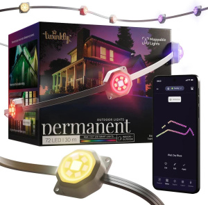 Светодиодная гирлянда Twinkly Permanent Lights, 72 RGB + CCT LED, 30 м, белый кабель, IP65