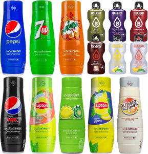 Набор сиропов SodaStream Pepsi/7UP/Mirinda Max/Lipton Green Lemon Lime/Schwip Schwap Zero, 440 мл, 8 шт.