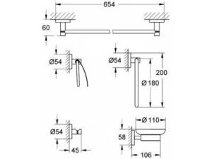 Набор аксессуаров 5 в 1 Grohe Essentials 40344001, хром