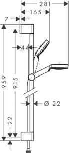 Душевая штанга Hansgrohe Crometta 1Jet Unica 90см 26537400, белый/хром