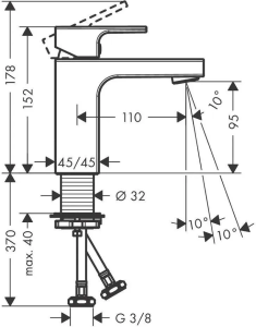 Смеситель для раковины Hansgrohe Vernis Shape 100 без сливного гарнитура, хром 71569000